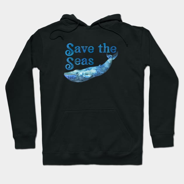 Save the Seas and Oceans - Save the Planet - Blue Whale Design Hoodie by SeaAndLight